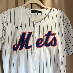 White and Blue Striped Mets Jersey